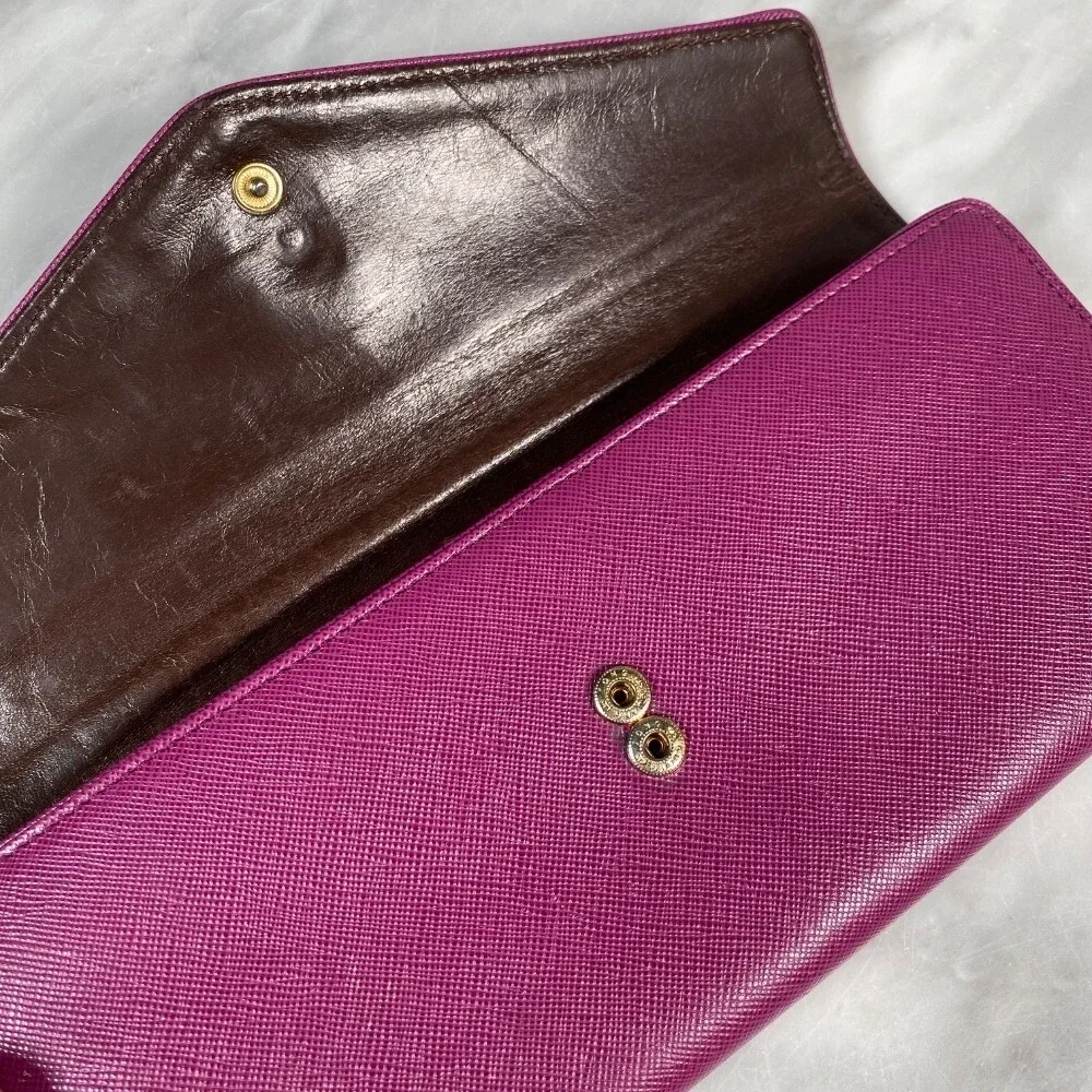 Tory Burch Continental Wallet Leather Zip Around Clutch Plum Purple 7.5x4‎
